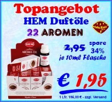 HEM Aroma Öle, feinste Düfte für eine dezente Raumbeduftung zum Super-Sonderpreis.