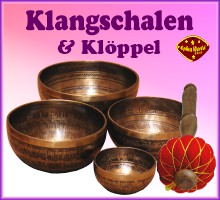 Klangschalen handgemacht aus Indien & Nepal in vielen verschiedenen Größen & dazugehörige Filz/Wildleder Klöppel.